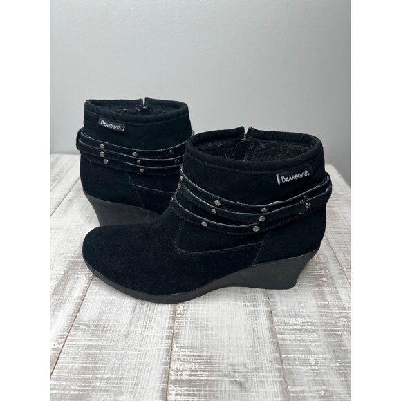 Bearpaw Womens Black Suede Ankle Boots With Side Zipper Size 10 - Picture 8 of 12